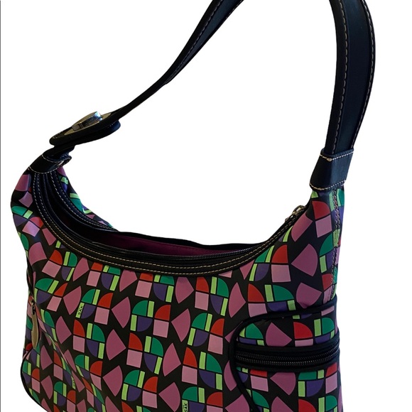 The SAK Shoulder Bag Purse Multi Color Geometric Logo Adjustable Strap Zip - Picture 3 of 14